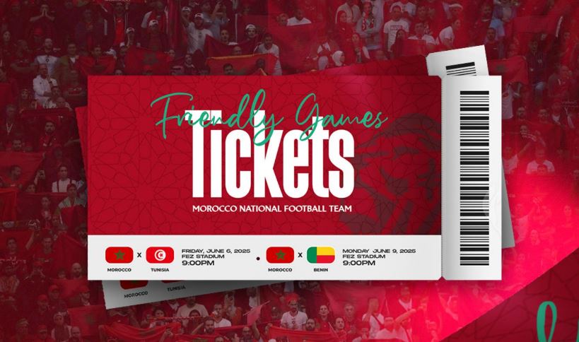 انطلاق بيع تذاكر وديتي المغرب أمام تونس وبنين