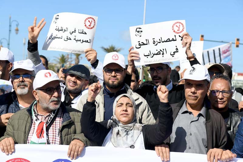 الدفاع عن الحق في الاضراب والقضية الفلسطينية تتقدم شعارات فاتح ماي بمراكش