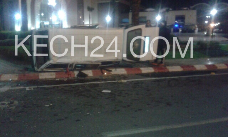 خطير : انقلاب سيارة اثر حادثة سير بجيليز مراكش + صور حصرية