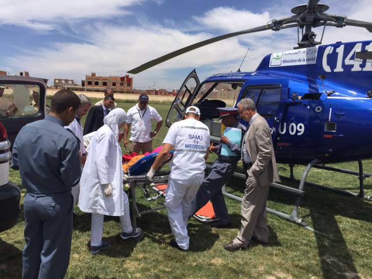 نقل مصاب في حادثة سير بالعيون عبر المروحية الطبية إلى المركز الاستشفائي الجامعي بمراكش