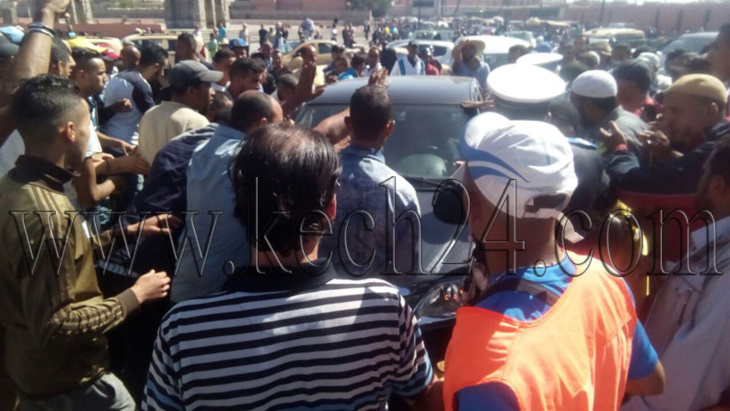 مواطنون يحاصرون سائقة سيارة دهست مجموعة من المارة بمراكش + فيديو وصور