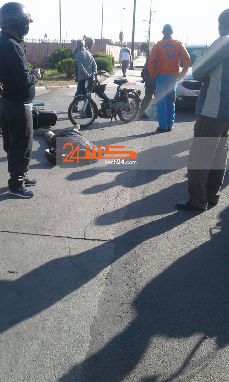 حادثة سير خطيرة ترسل سائق دراجة نارية للمستعجلات بمراكش + صور